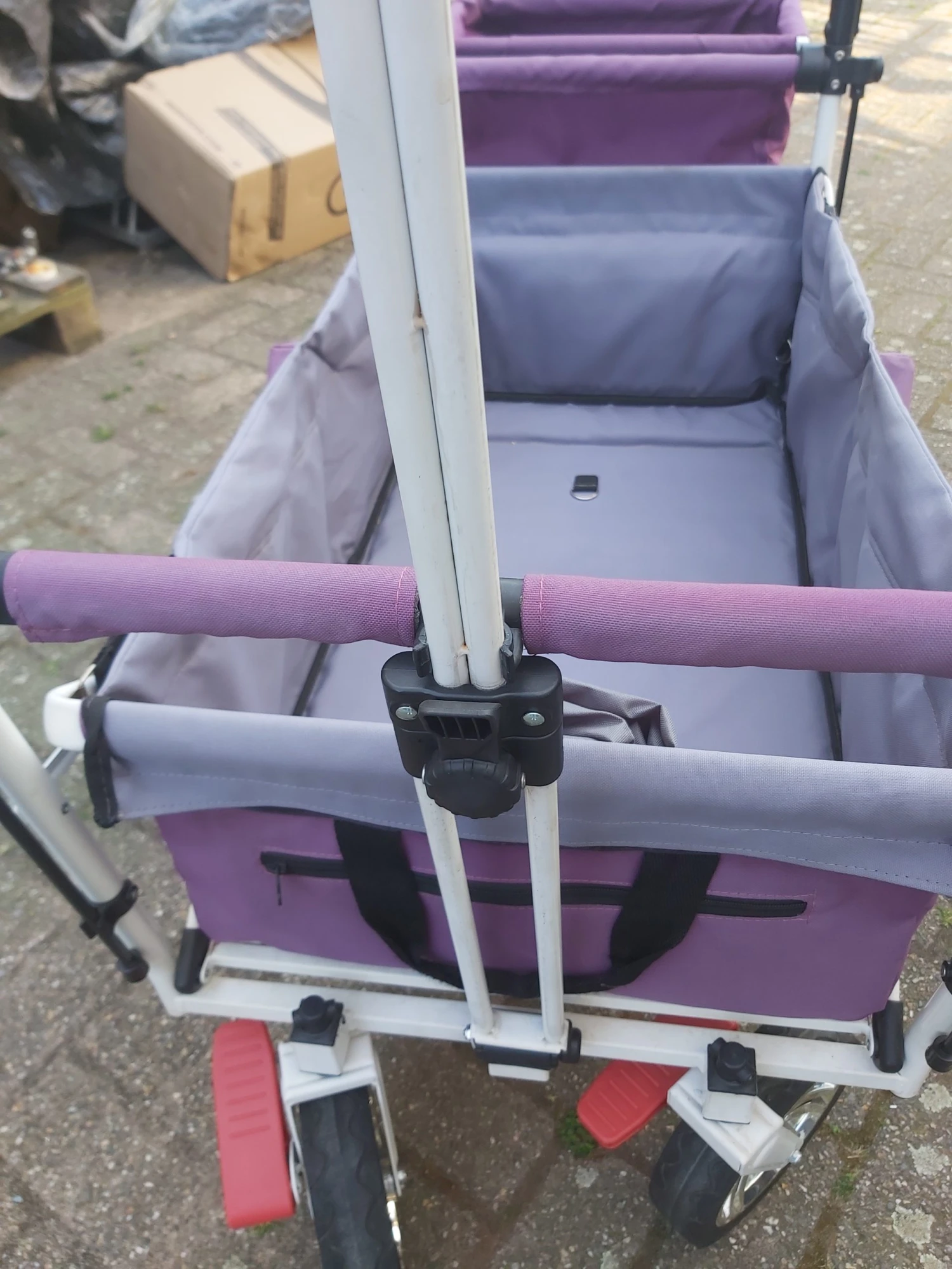 Active Outdoor Bolderkar Paars Met Zonnedak En Extra Bagagetas. Showmodel - Afbeelding 13