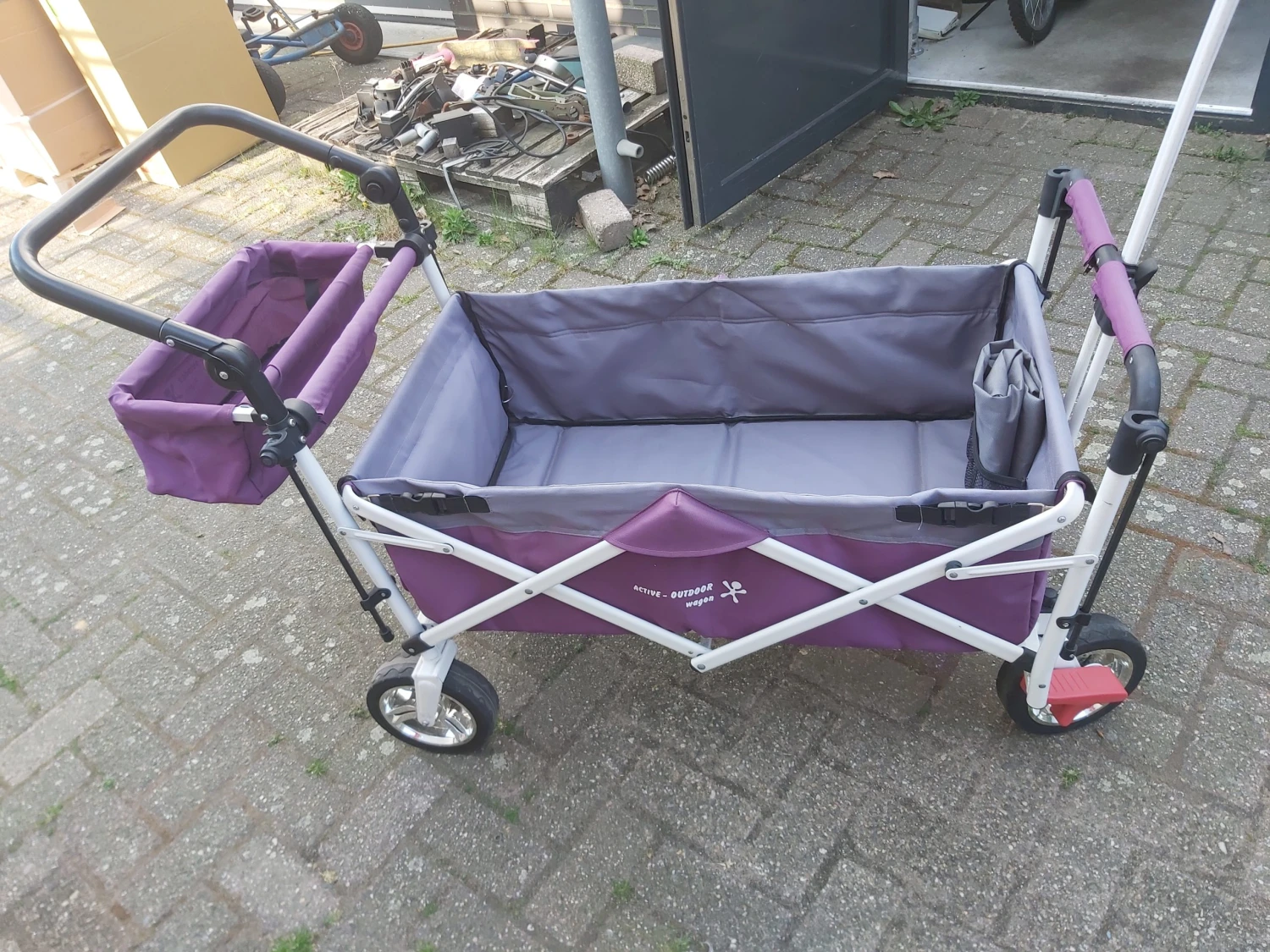 Active Outdoor Bolderkar Paars Met Zonnedak En Extra Bagagetas. Showmodel - Afbeelding 11