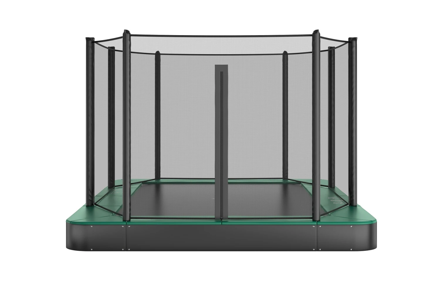 Akrobat Trampoline Flat-to-the-Ground 380×250 Orbit Groen Incl. Veiligheidsnet