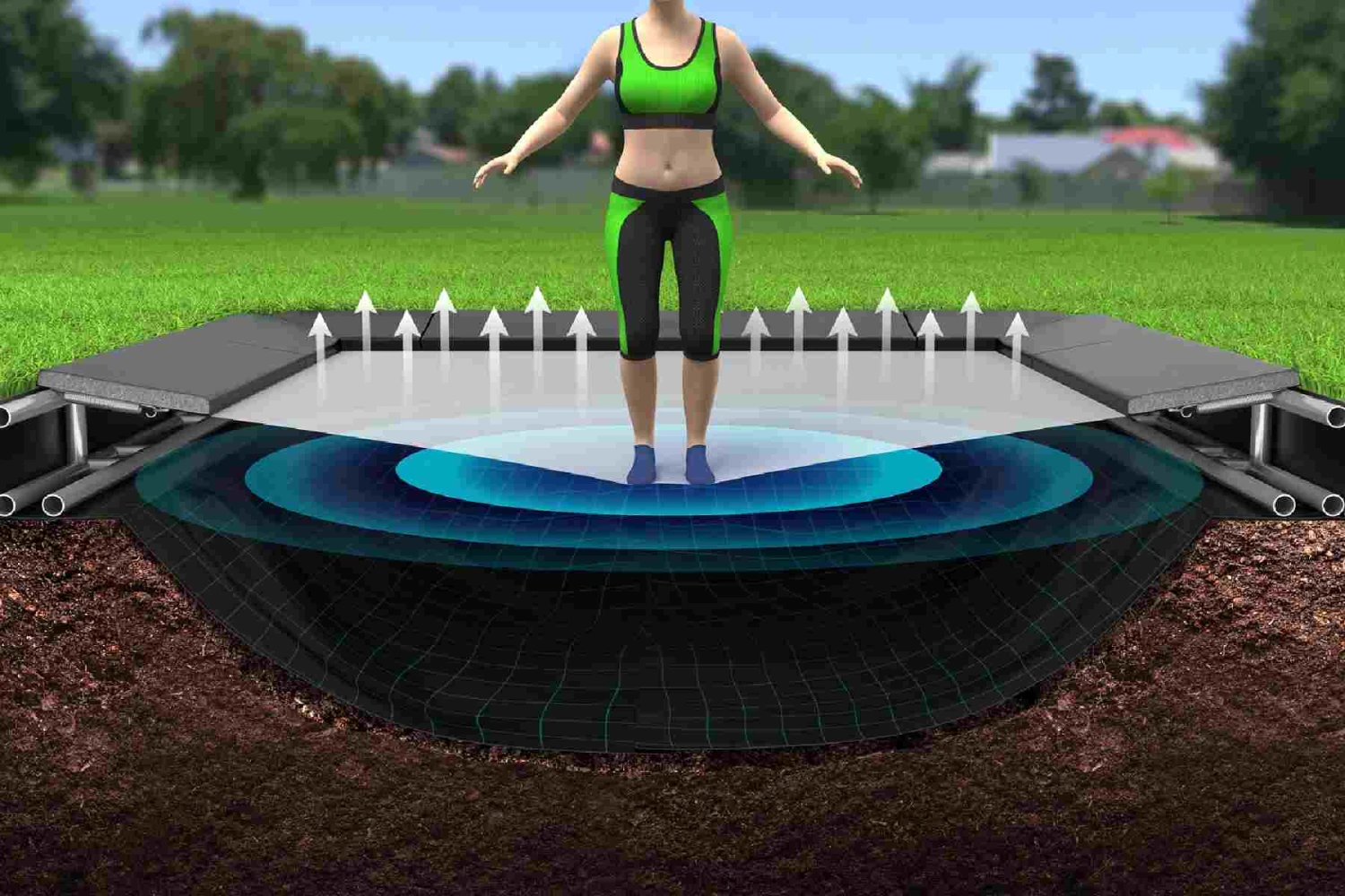 Akrobat Trampoline Flat-to-the-Ground 430×305 Primus Black - Afbeelding 3