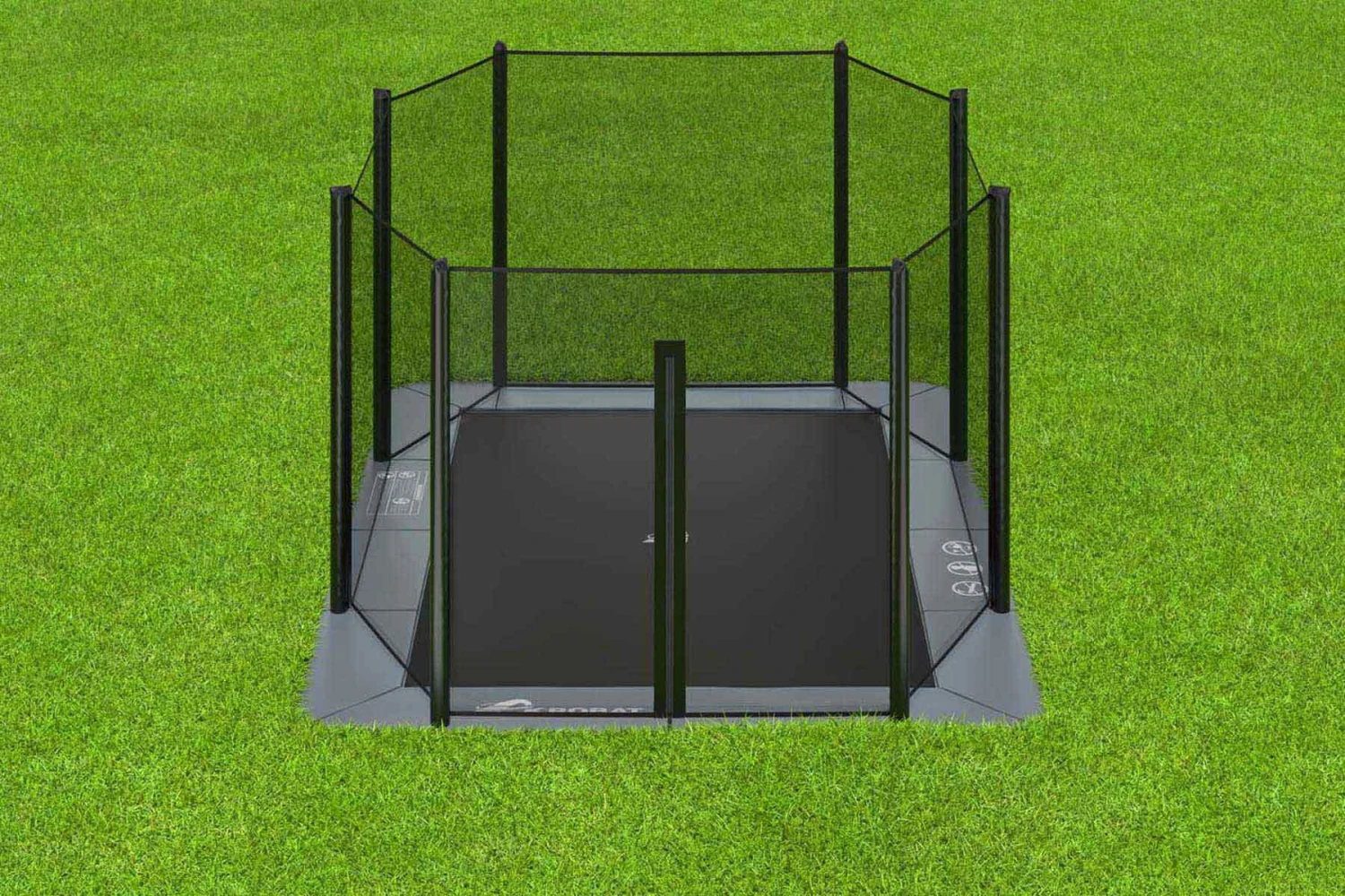 Akrobat Trampoline Flat-to-the-Ground 380×250 Orbit Antraciet Incl. Veiligheidsnet - Afbeelding 2