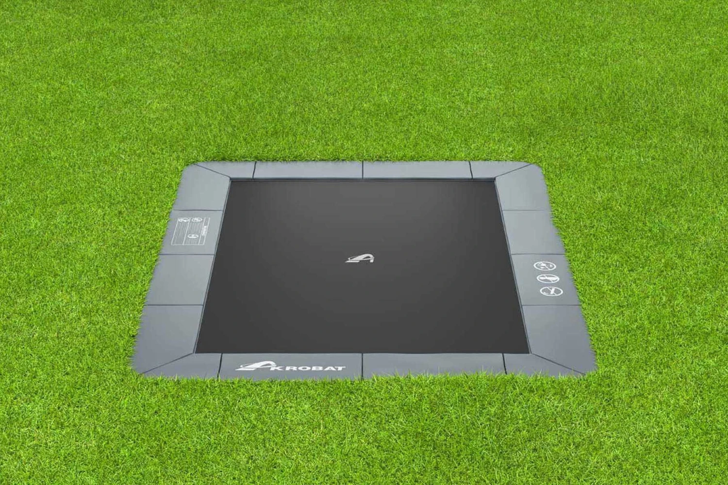 Akrobat Trampoline Flat-to-the-Ground 380×250 Primus Antraciet Zonder Veiligheidsnet - Afbeelding 2