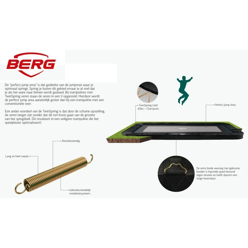 BERG Trampoline Inground Ultim Favorit 280×190 Grey SPORTS - Afbeelding 7