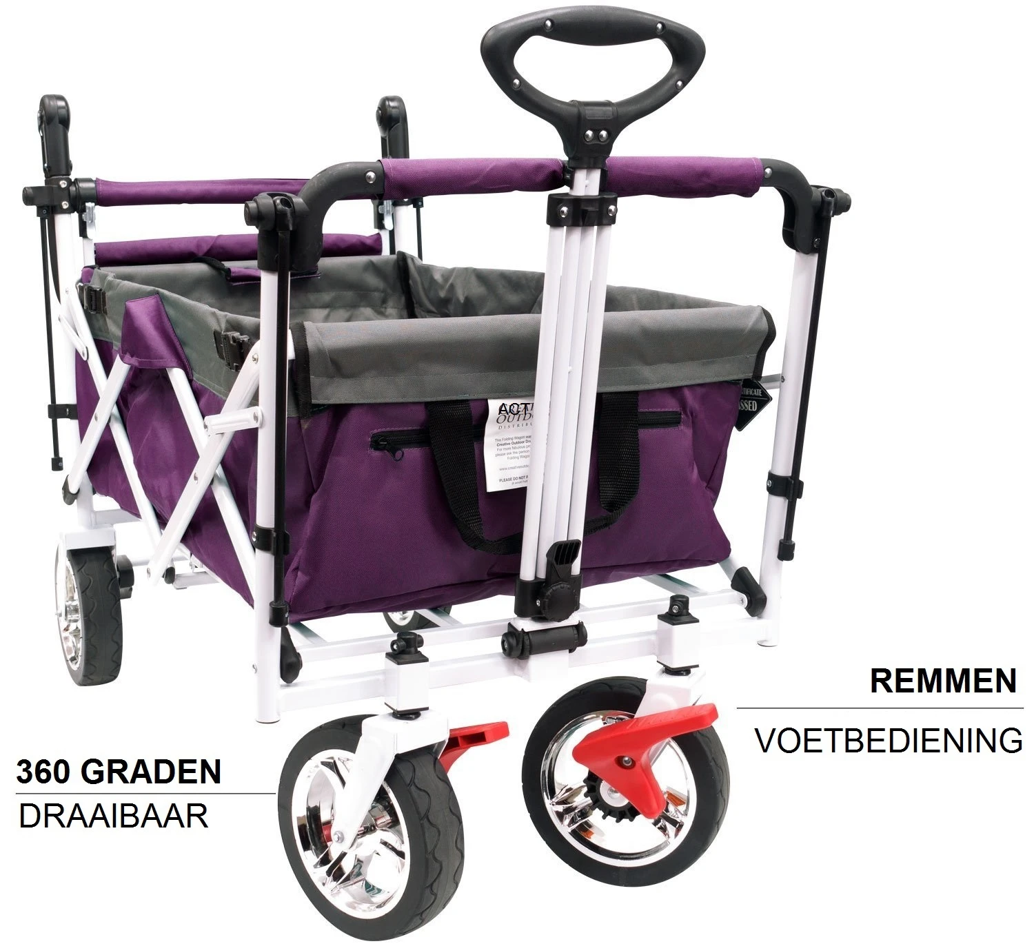 Active Outdoor Bolderkar Paars Met Zonnedak En Extra Bagagetas. Showmodel - Afbeelding 4