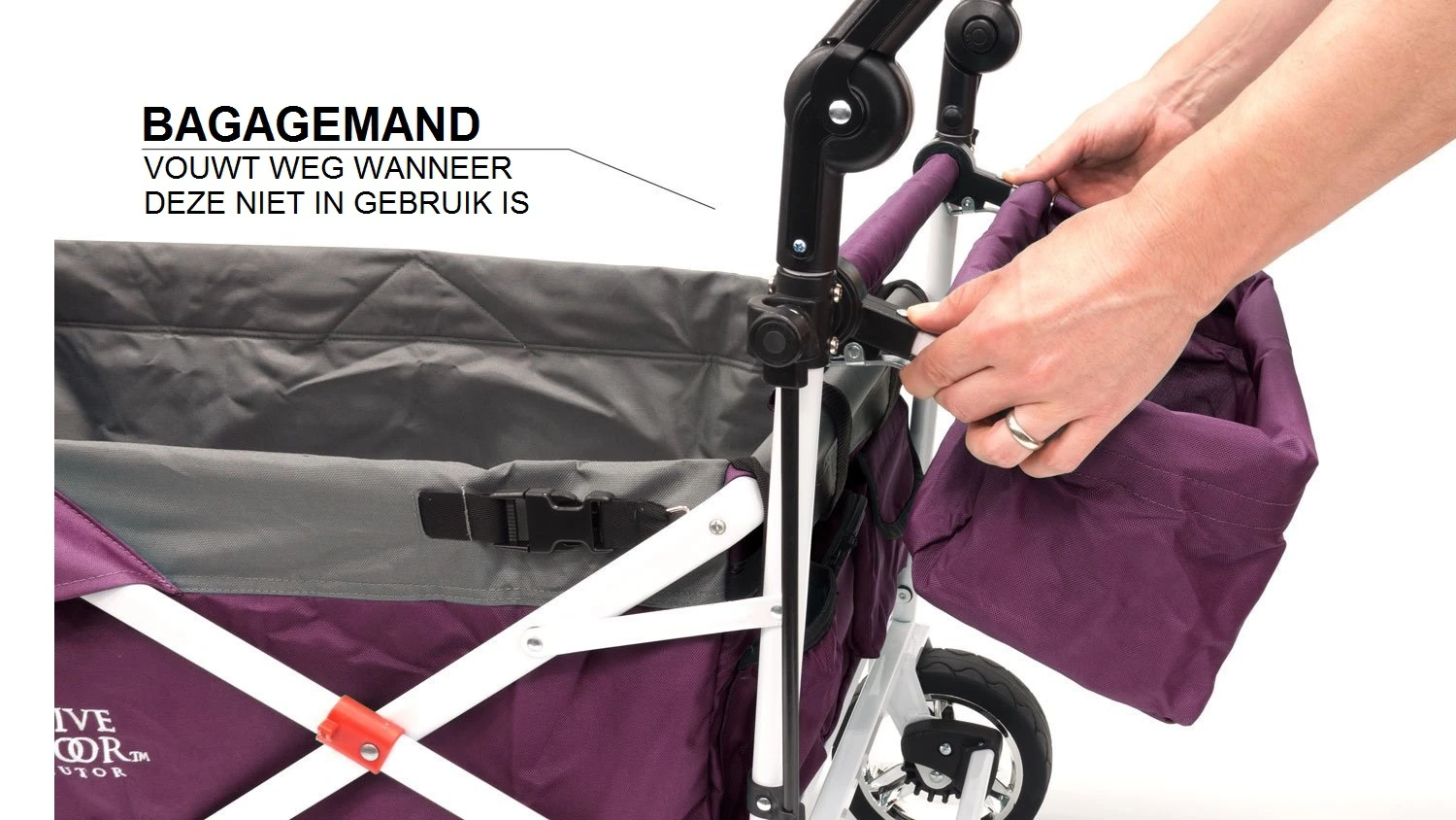 Active Outdoor Bolderkar Paars Met Zonnedak En Extra Bagagetas. Showmodel - Afbeelding 6