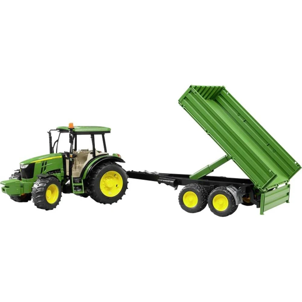 Bruder 2108 Tractor John-Deere 5115M Met Aanhanger - Afbeelding 3