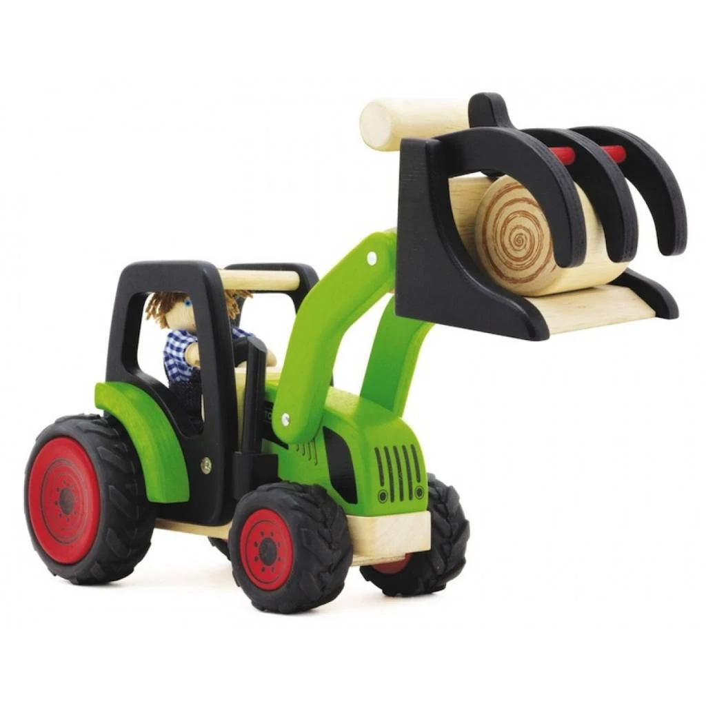 Pintoy Houten Tractor Met Voorlader - Afbeelding 3