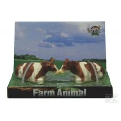 Koeien Set Van 2 Stuks Roodbont Liggend Kidsglobe Schaal 1 : 32