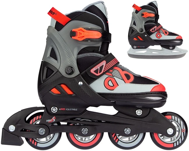 Verstelbare Inline Skates / Schaatsen Nijdam Red Raider Combo Mt. 33-36