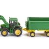 Siku 1843 Tractor John Deere Met Frontlader En Aanhangwagen Schaal 1 : 87