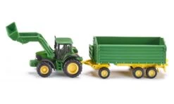 Siku 1843 Tractor John Deere Met Frontlader En Aanhangwagen Schaal 1 : 87
