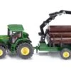 Siku 1954 Tractor JohnDeere Met Bosbouwaanhangwagen